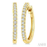 1/3 Ctw Round Cut Diamond Hoop Earrings in 14K Yellow Gold