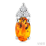 1/20 Ctw Oval Cut 5X3 MM Citrine and Round Cut Diamond semi-precious Earrings in 10K White Gold