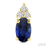 1/20 Ctw Oval Cut 5X3 MM Sapphire and Round Cut Diamond Precious Earrings in 10K Yellow Gold