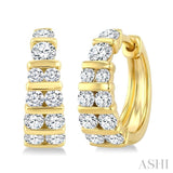 1 Ctw Channel Set Round Cut Diamond Hoop Earrings in 14K Yellow Gold