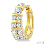 1 Ctw Channel Set Round Cut Diamond Hoop Earrings in 14K Yellow Gold