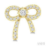 1/4 Ctw Round Cut Diamond Bow Petite Fashion Earrings in 10K Yellow Gold