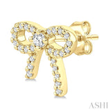 1/4 Ctw Round Cut Diamond Bow Petite Fashion Earrings in 10K Yellow Gold