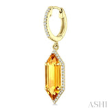 16X6 MM Evoque Gemstones Hexagon Shape Citrine and 3/8 Ctw Round Cut Diamond Semi-Precious Earrings in 14K Yellow Gold
