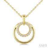 1/10 Ctw Nested Round Frame Round Cut Diamond Fashion Drop Pendant With Chain in 10K Yellow Gold