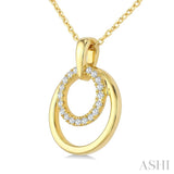 1/10 Ctw Nested Round Frame Round Cut Diamond Fashion Drop Pendant With Chain in 10K Yellow Gold