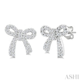1/4 Ctw Round Cut Diamond Bow Petite Fashion Earrings in 10K White Gold