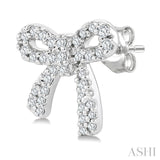 1/4 Ctw Round Cut Diamond Bow Petite Fashion Earrings in 10K White Gold