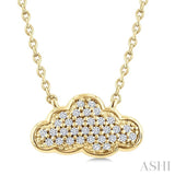 1/10 Ctw Round Cut Diamond Cloud Motif Petite Fashion Pendant With Chain in 10K Yellow Gold