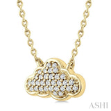 1/10 Ctw Round Cut Diamond Cloud Motif Petite Fashion Pendant With Chain in 10K Yellow Gold