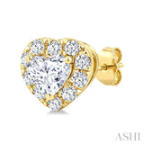 1/3 Ctw Heart and Round Cut Diamond Fashion Halo Stud Earrings in 14K Yellow Gold
