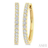 1 Ctw Round Cut Diamond Hoop Earrings in 14K Yellow Gold