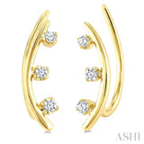 1/10 Ctw Round Cut Diamond Fashion Ear Climbers in 10K Yellow Gold