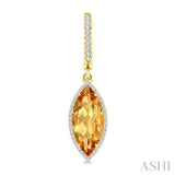 16X7 MM Evoque Gemstones Marquise Shape Citrine and 3/8 Ctw Round Cut Diamond Semi-Precious Earrings in 14K Yellow Gold