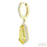 12X5 MM Evoque Gemstones Shield Shape Lemon Quartz and 1/3 Ctw Round Cut Diamond Semi-Precious Earrings in 10K Yellow Gold