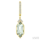 12X5 MM Evoque Gemstones Hexagon Shape Green Amethyst and 1/6 Ctw Round Cut Diamond Semi-Precious Earrings in 10K Yellow Gold