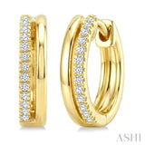 1/10 Ctw Petite Round Cut Diamond Fashion Huggie Earrings in 10K Yellow Gold