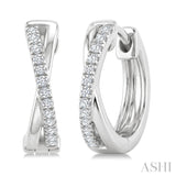 1/10 Ctw 'X' Petite Round Cut Diamond Fashion Huggie Earrings in 10K White Gold