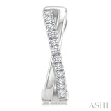 1/10 Ctw 'X' Petite Round Cut Diamond Fashion Huggie Earrings in 10K White Gold