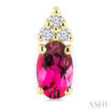 1/20 Ctw Oval Cut 5X3 MM Pink Tourmaline and Round Cut Diamond semi-precious Earrings in 10K Yellow Gold