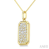 5/8 Ctw Elongated Octagon Shape Pave Set Round Cut Diamond Fashion Pendant With Chain in 14K Yellow Gold