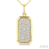 5/8 Ctw Elongated Octagon Shape Pave Set Round Cut Diamond Fashion Pendant With Chain in 14K Yellow Gold