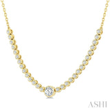 1/2 Ctw Luna Bezel Halfway Bezel Set Round and Round Cut Diamond Necklace in 14K Yellow Gold