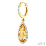12X5 MM Evoque Gemstones Pear Shape Citrine and 1/3 Ctw Round Cut Diamond Semi-Precious Earrings in 10K Yellow Gold