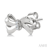 1/50 Ctw Round Cut Diamond Bow Fashion Earrings in Sterling Silver