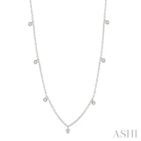 1/4 Ctw Mini Mount Round Cut Diamond Station Necklace in 14K White Gold