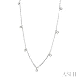 1/4 Ctw Mini Mount Round Cut Diamond Station Necklace in 14K White Gold