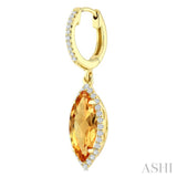 12X5 MM Evoque Gemstones Marquise Shape Citrine and 1/3 Ctw Round Cut Diamond Semi-Precious Earrings in 10K Yellow Gold