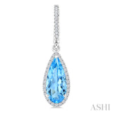 12X5 MM Evoque Gemstones Pear Shape Blue Topaz and 1/3 Ctw Round Cut Diamond Semi-Precious Earrings in 10K White Gold