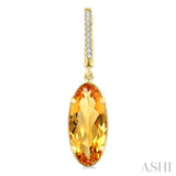 12X5 MM Evoque Gemstones Oval Shape Citrine and 1/10 Ctw Round Cut Diamond Semi-Precious Earrings in 10K Yellow Gold