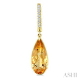 12X5 MM Evoque Gemstones Pear Shape Citrine and 1/10 Ctw Round Cut Diamond Semi-Precious Earrings in 10K Yellow Gold