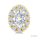 1/4 Ctw Oval and Round Cut Diamond Fashion Halo Stud Earrings in 14K Yellow Gold