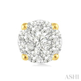 1/6 Ctw Round Cut Diamond Lovebright Stud Earrings in 14K Yellow and White Gold