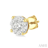 1/6 Ctw Round Cut Diamond Lovebright Stud Earrings in 14K Yellow and White Gold