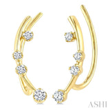 1/6 Ctw Round Cut Diamond Fashion Ear Climbers in 10K Yellow Gold