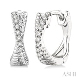 1/6 Ctw Petite Criss Cross Rope and Round Cut Diamond Fashion Huggies in 14K White Gold