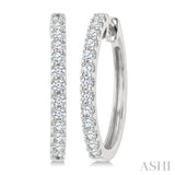 1/2 Ctw Round Cut Diamond Hoop Earrings in 14K White Gold
