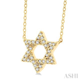 1/10 Ctw Petite Star of David Round Cut Diamond Fashion Pendant With Chain in 14K Yellow Gold