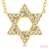 1/10 Ctw Petite Star of David Round Cut Diamond Fashion Pendant With Chain in 14K Yellow Gold