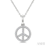 1/8 Ctw Round Cut Diamond Peace Petite Pendant With Chain in 10K White Gold