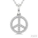 1/8 Ctw Round Cut Diamond Peace Petite Pendant With Chain in 10K White Gold