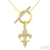 1/5 Ctw Round Cut Diamond  Fleur Toggle Fashion Necklace in 10K Yellow Gold