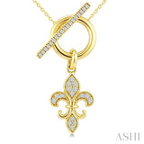 1/5 Ctw Round Cut Diamond  Fleur Toggle Fashion Necklace in 10K Yellow Gold