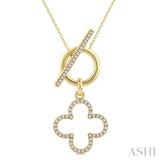 1/4 Ctw Round Cut Diamond Open Window Clover Frame Toggle Fashion Necklace in 10K Yellow Gold