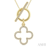 1/4 Ctw Round Cut Diamond Open Window Clover Frame Toggle Fashion Necklace in 10K Yellow Gold