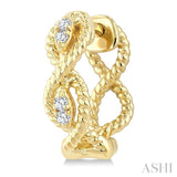 1/20 Ctw Petite Swirl Pattern Round Cut Diamond Fashion Huggie Earrings in 10K Yellow Gold